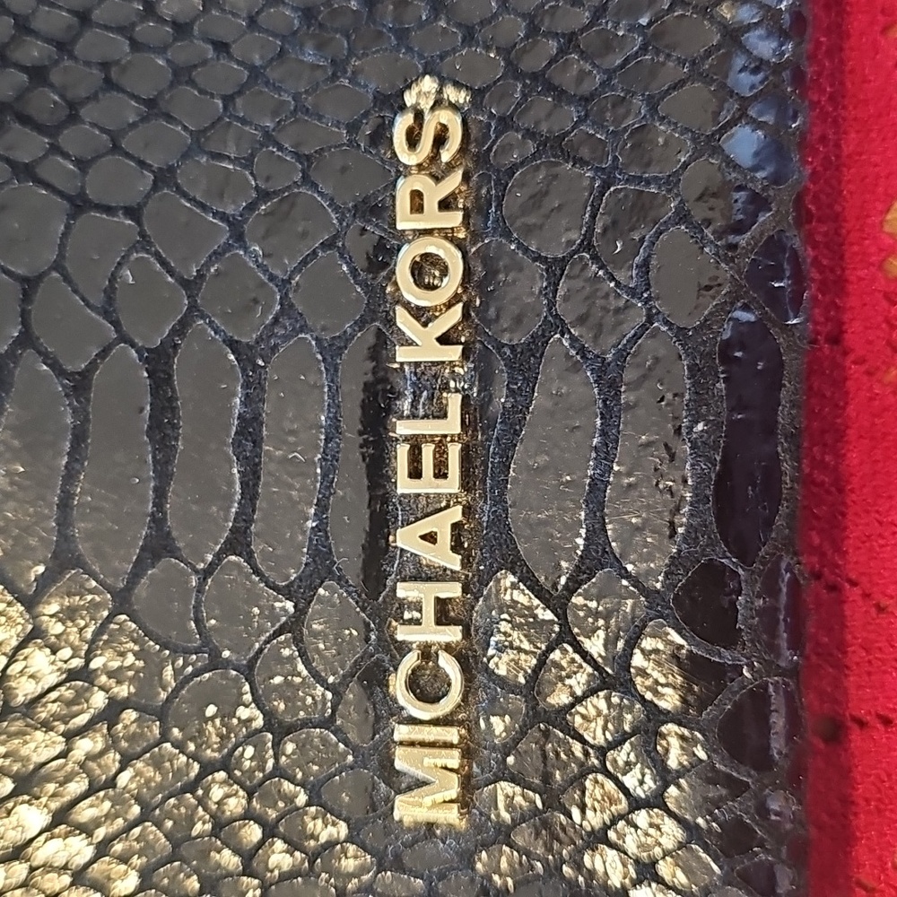Michael Kors Weston Patent Python-Embossed Clutch - Picture 2 of 6
